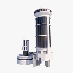 3D Industrial Sea Tower - Low-poly