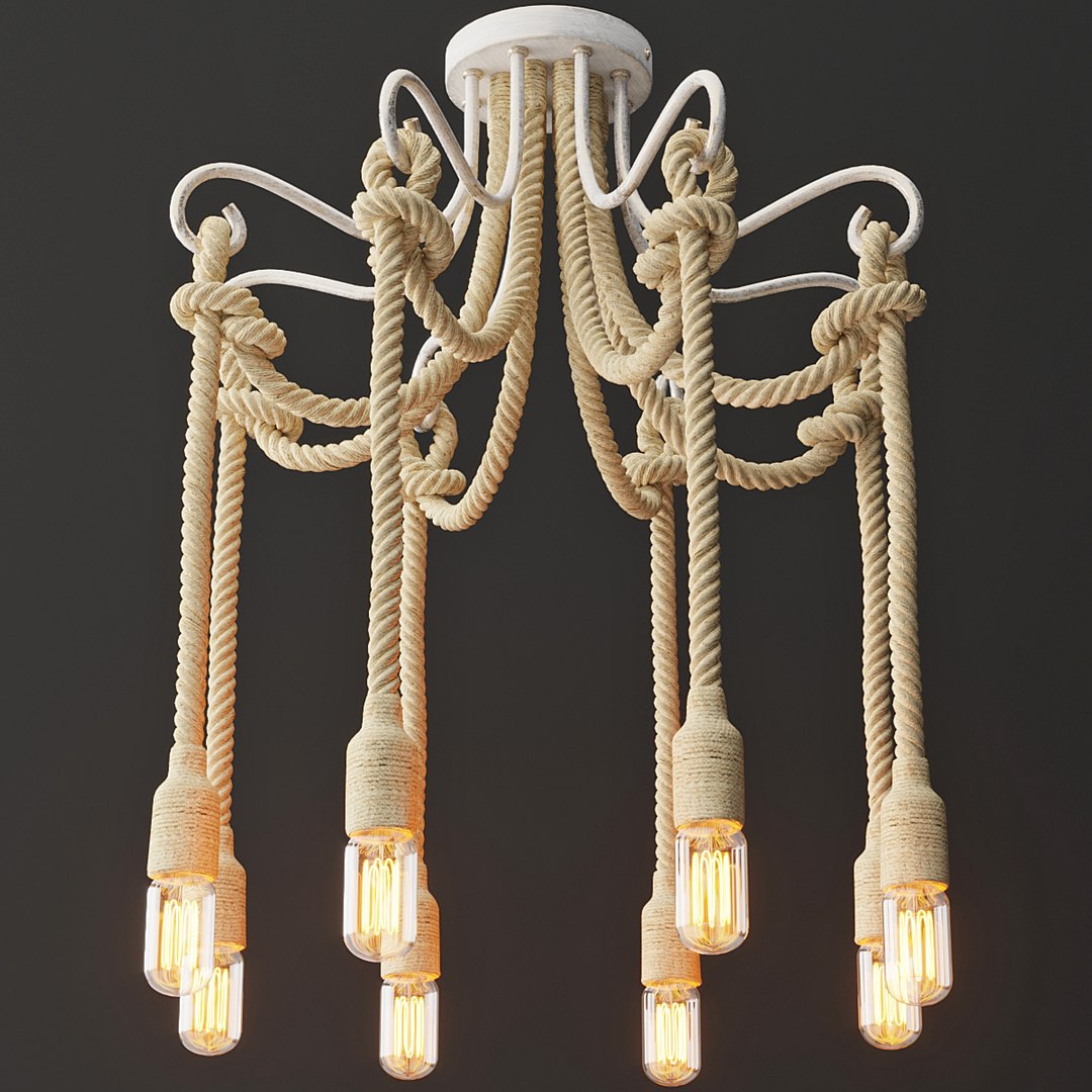 Chandelier White Rope Lamp Model - TurboSquid 1566157