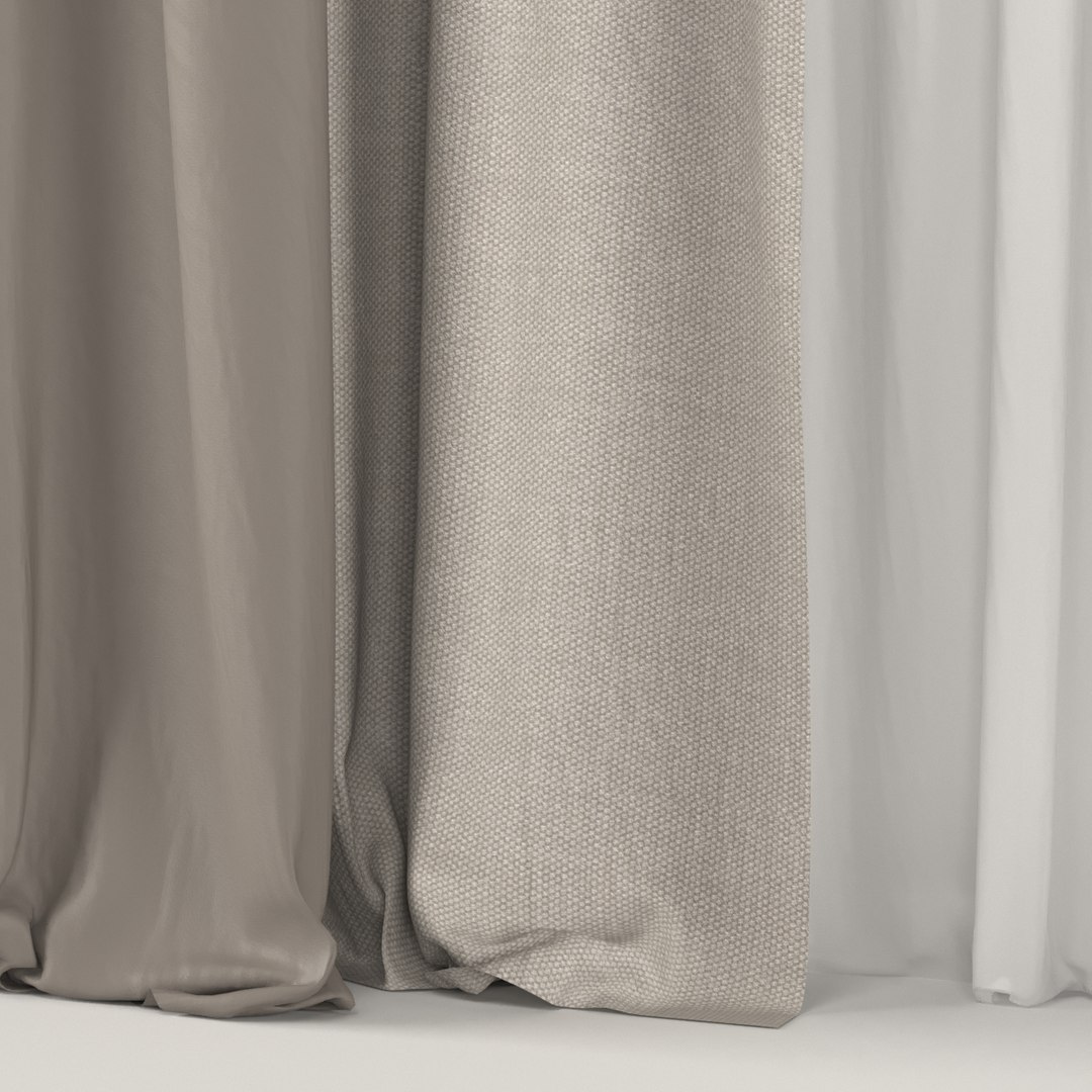 3D Brown White Curtain Model - TurboSquid 1371141