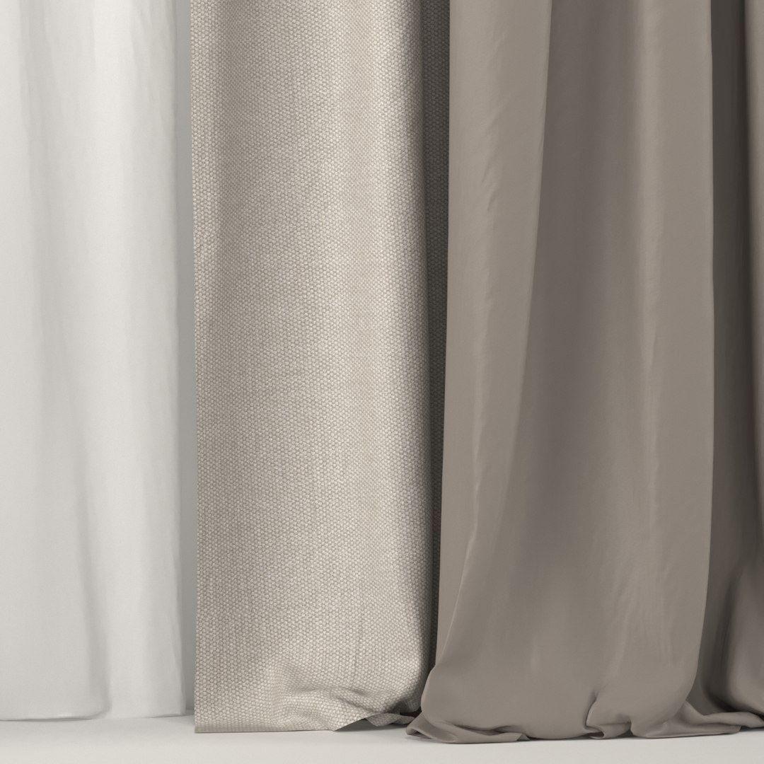 3D Brown White Curtain Model - TurboSquid 1371141
