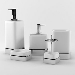 3d model bathroom accessories set 03