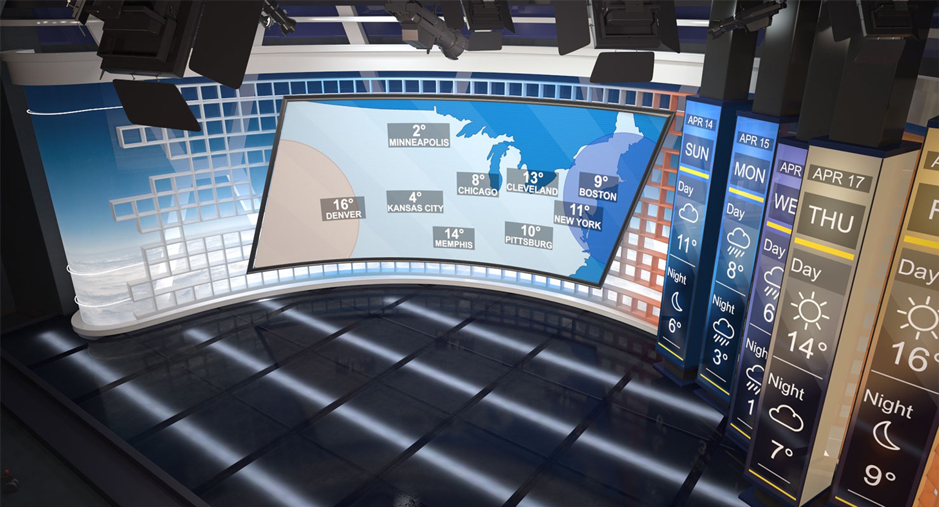 Scene Tv Weather Forecast 3D - TurboSquid 1396570