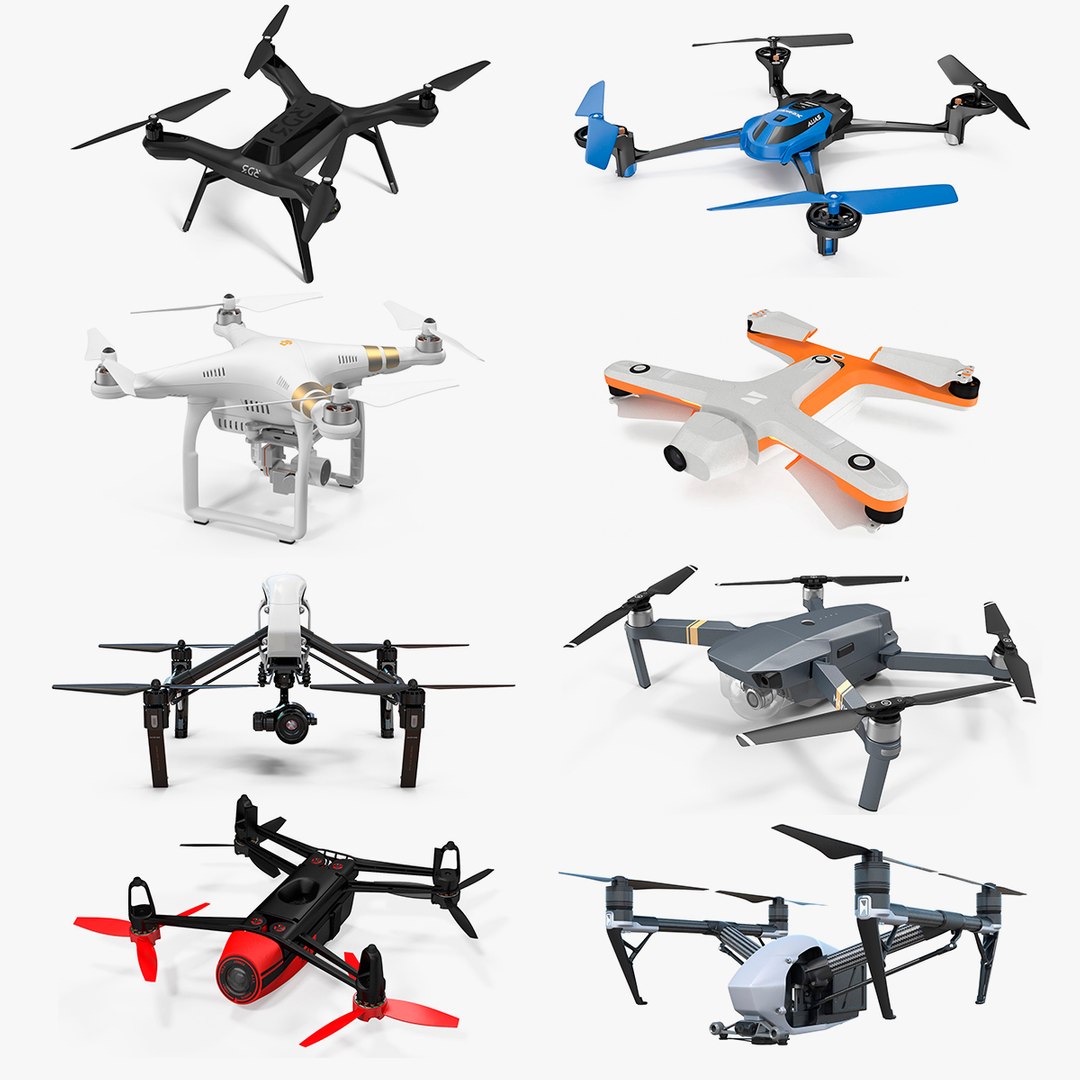 Quadcopter Drones Collection 3 3D model preview