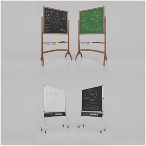 Dual-Sided Square Writing Boards Duo - Customizable Whiteboard and Chalkboard Set 3D model