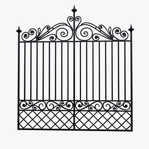 Wrought Iron Gate Ornamental Fence Panel 4K PBR LowPoly Quads 3D model