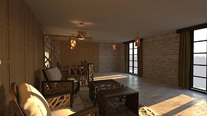 Rustic Living Room - full scene - furniture set