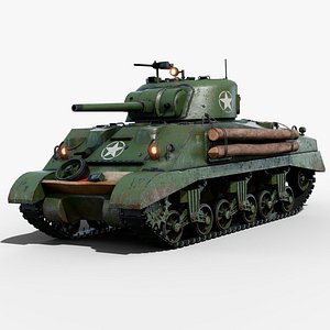 3D model sherman m4a2 tank gameready