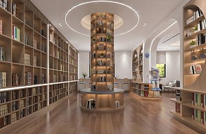 Modern Book Store Book Shop Interior model
