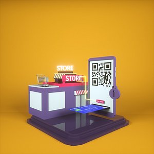 realiastic isometric online shop 3D model