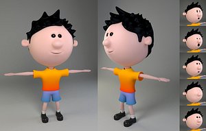 rigged cartoon boy character model