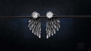 earrings wings with stones