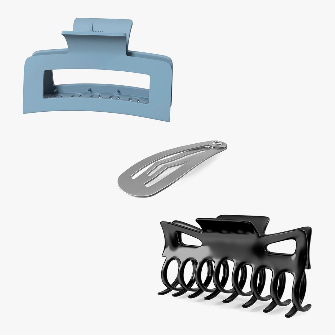 Hair Clips Collection 3D model preview