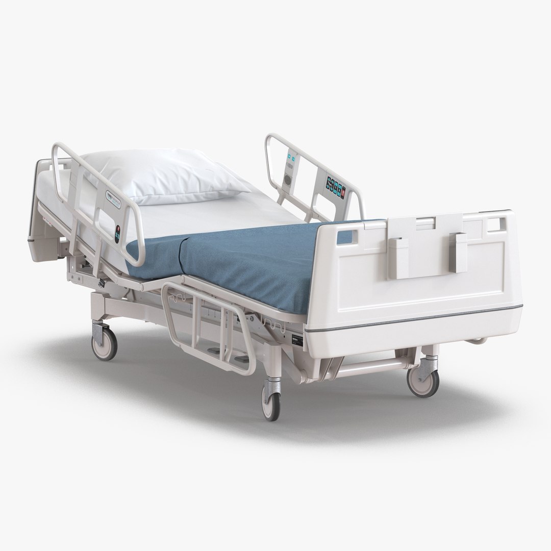 Hospital Bed Rigged 3D model preview