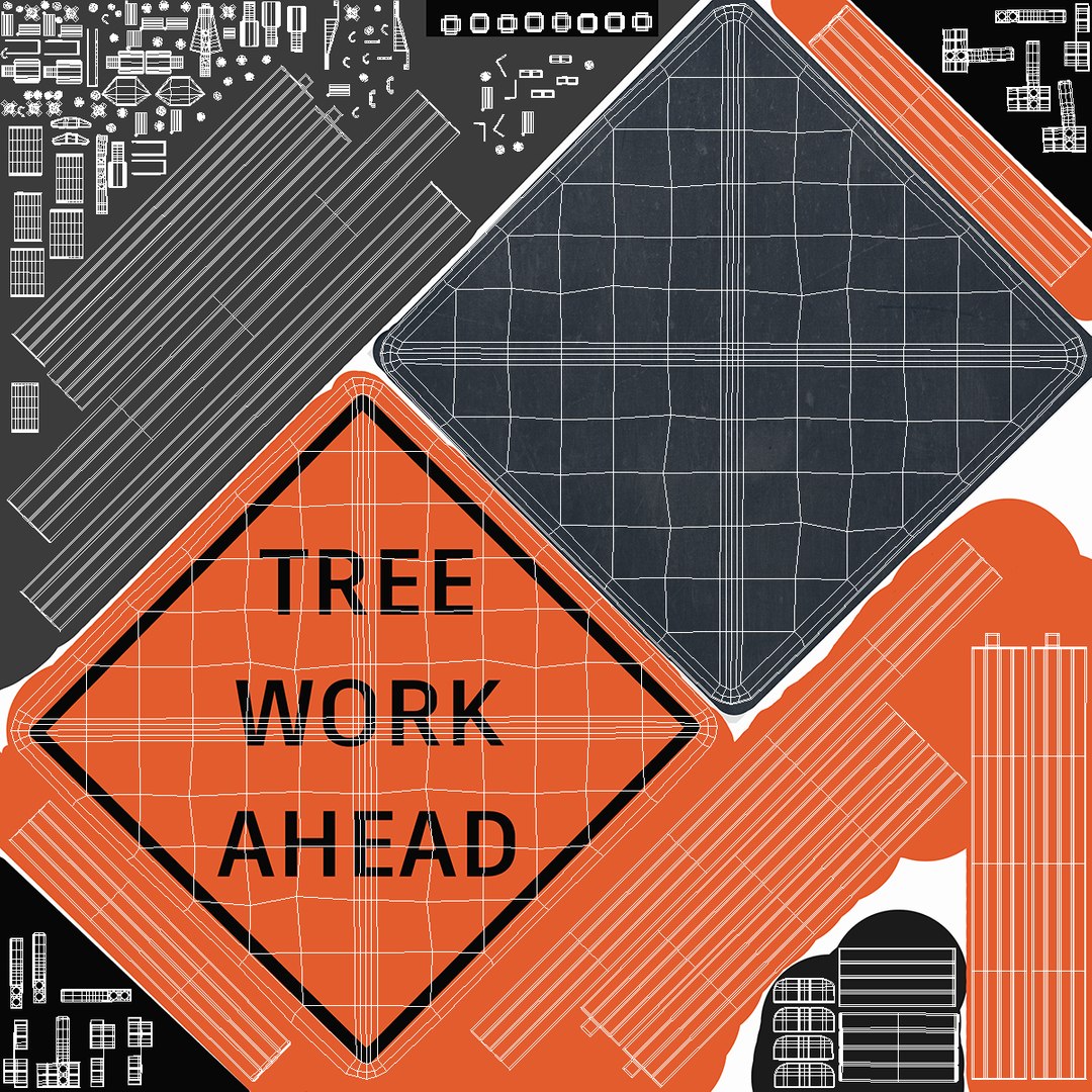 Tree Work Ahead Traffic Control Sign 3D Model - TurboSquid 2007457