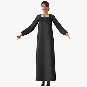 Female Judge Holding Gavel Rigged for Cinema 4D 3D model