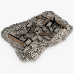 stone pile planks 3d 3ds