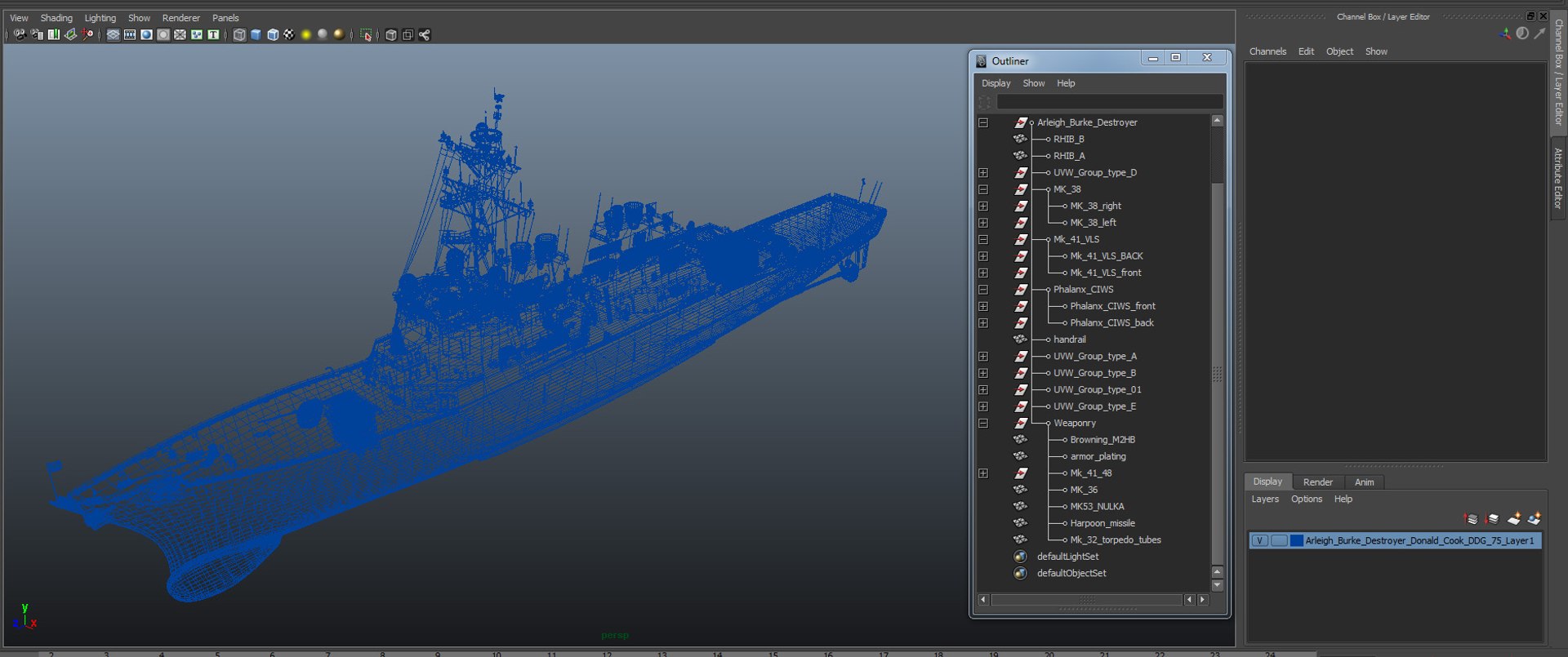 Arleigh Burke Destroyer Donald Cook DDG-75 3D Model preview