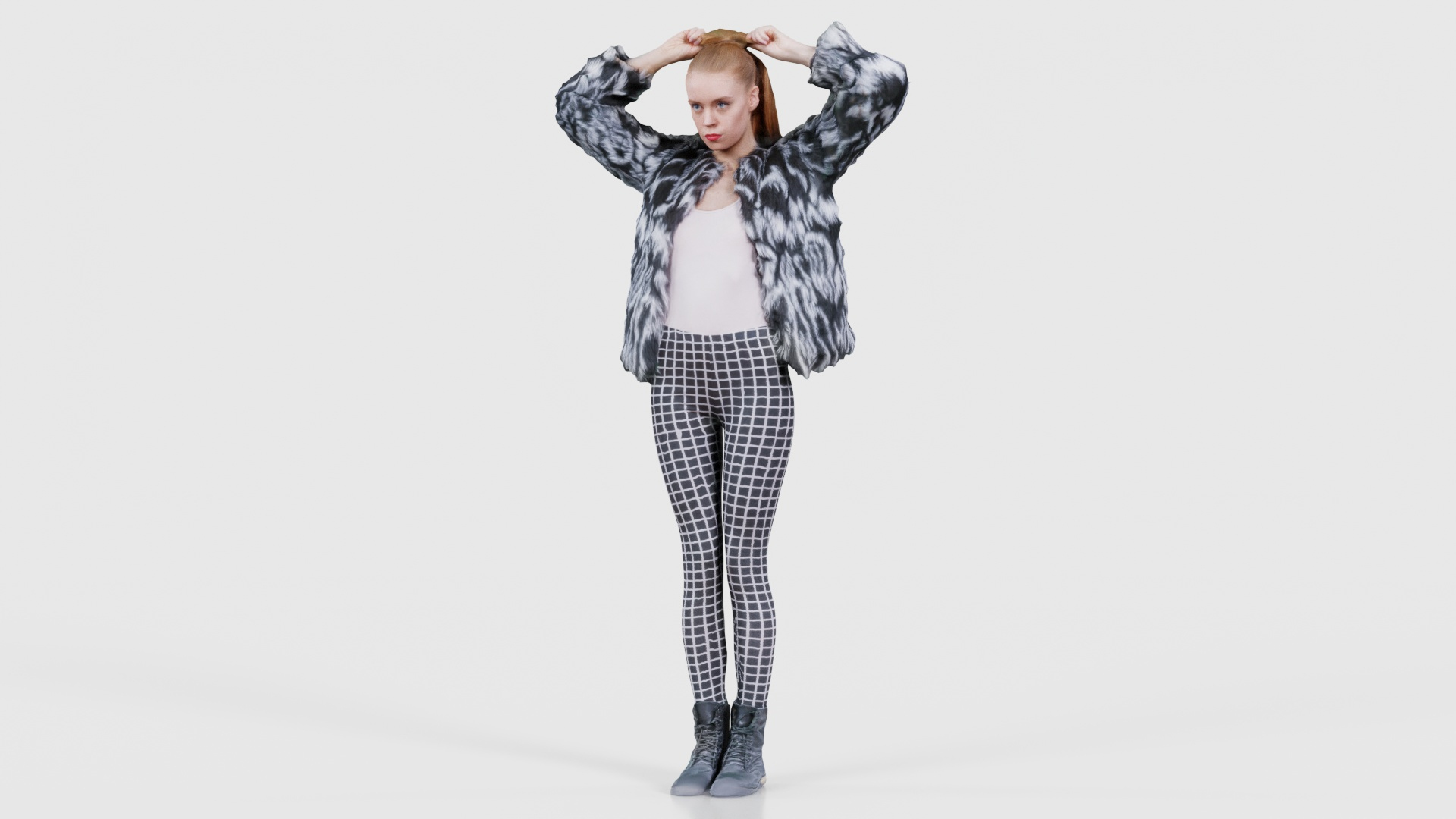Woman in Fluffy Black and White Jacket Leggins and Boots Binding Hair Remastered 3D https://p.turbosquid.com/ts-thumb/68/VEav4Y/lF/woman_in_fluffy_black_and_white_jacket_leggins_and_boots_binding_hair_z_turntable/jpg/1740530470/1920x1080/turn_fit_q99/7f04ba244330cc7e94b17b8fa729217a45cf59a0/woman_in_fluffy_black_and_white_jacket_leggins_and_boots_binding_hair_z_turntable-1.jpg