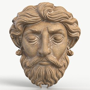 Greek God Face Relief 3 Textured