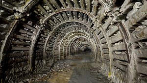 3D Old Underground Mine Excavation - Arch Support model