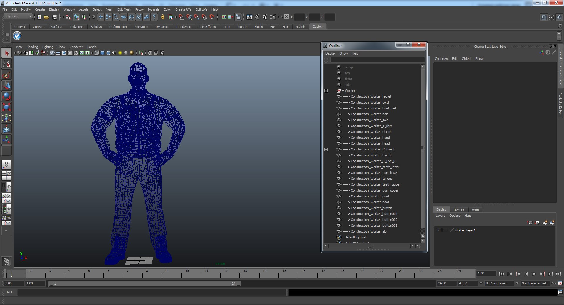 construction worker blue overalls 3d max