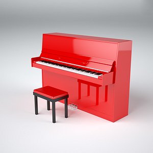 Red upright piano