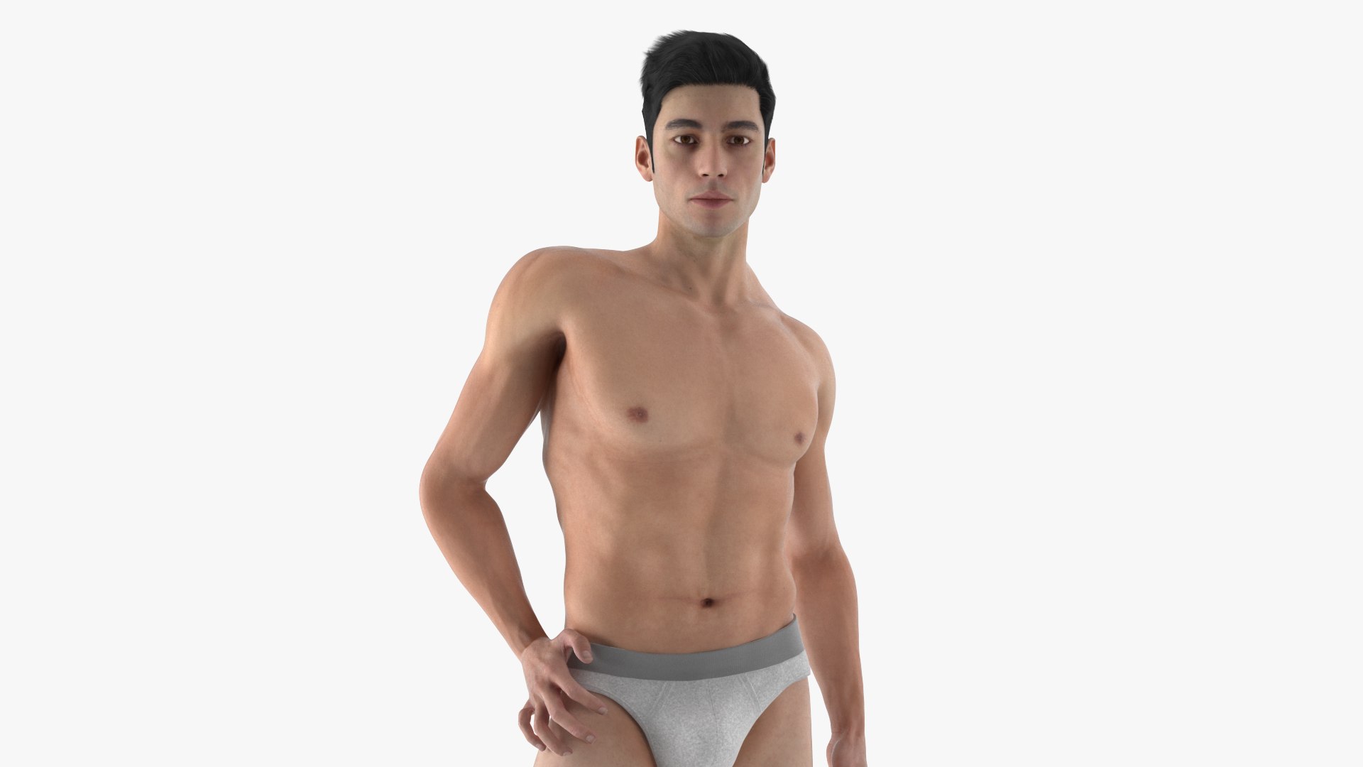 Man Athletic Figure Fur Rigged 3D model preview