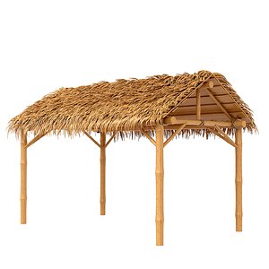 Thatched Bamboo shelter beach canopy 4-corner