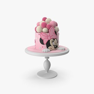 Minnie Mouse Pink Cake with Candy 3D model