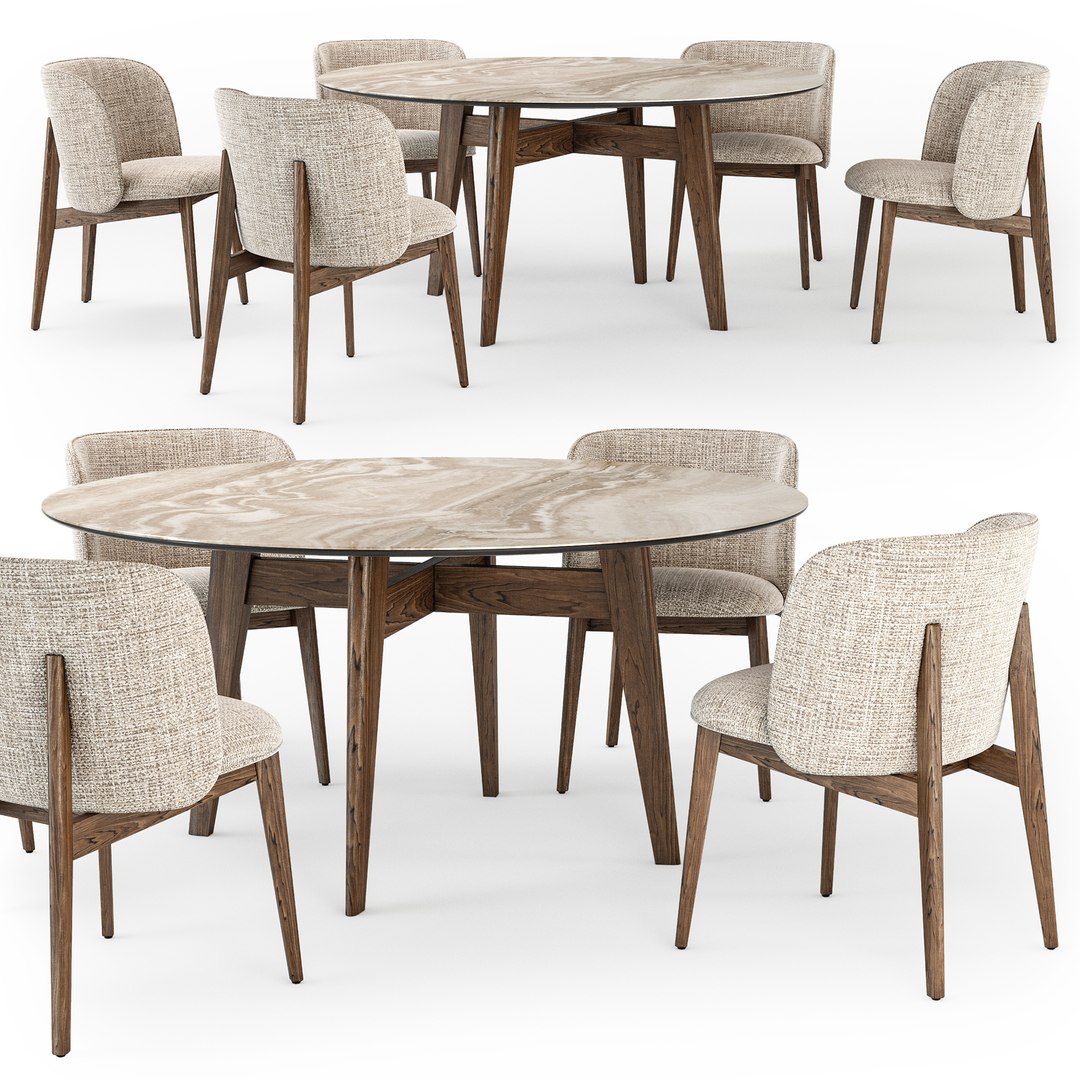 3D Calligaris Abrey Round Table Wood Armchair - TurboSquid 1791951