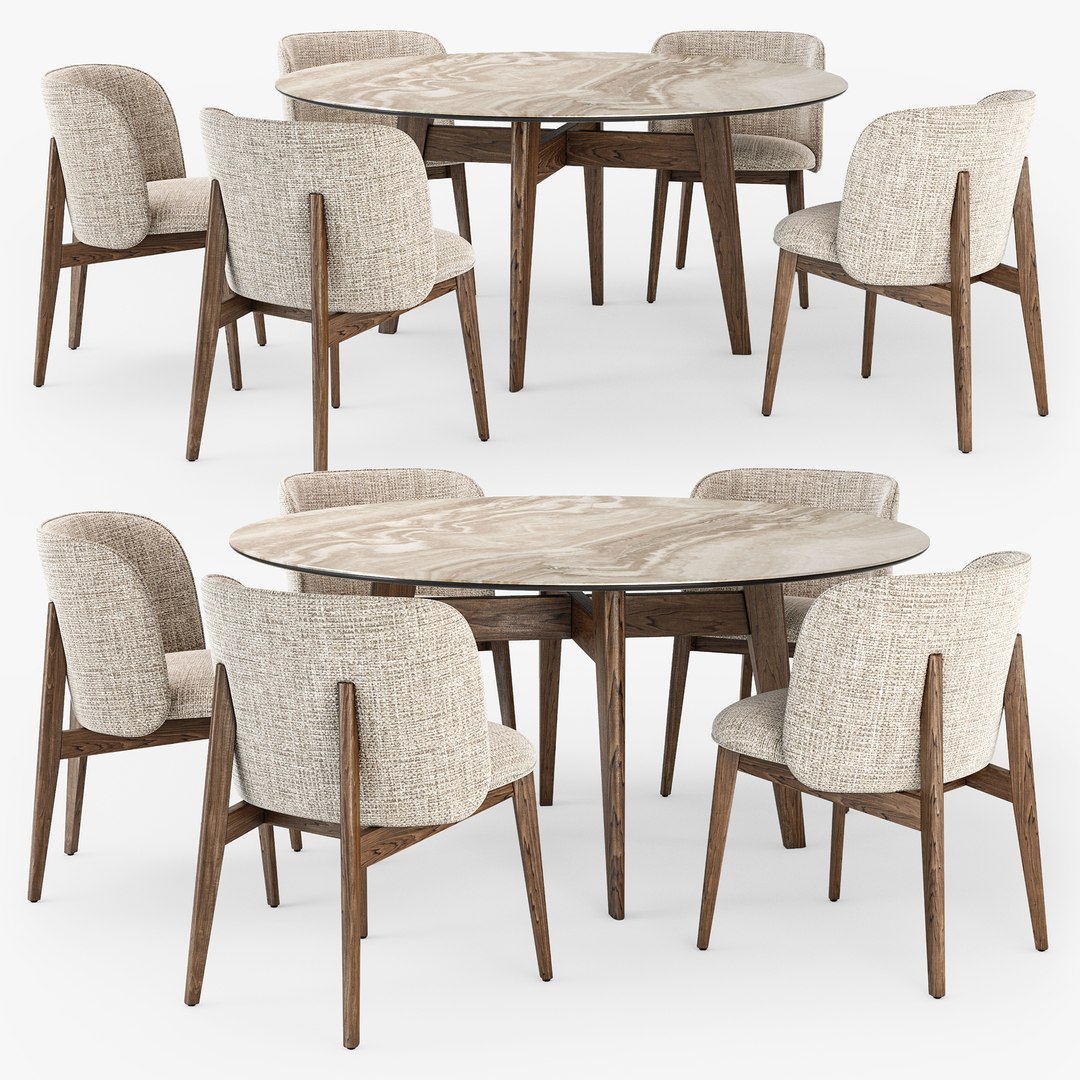 3D Calligaris Abrey Round Table Wood Armchair - TurboSquid 1791951