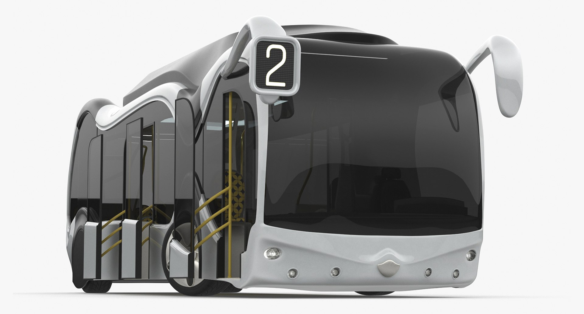 Futuristic Electric Bus Concept White Rigged for Cinema 4D 3D model preview