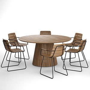 Outdoor Whirl round table with Gloster William Dining Armchair