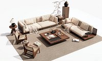 Wabi-Sabi Zen Living Room Interior Scene
