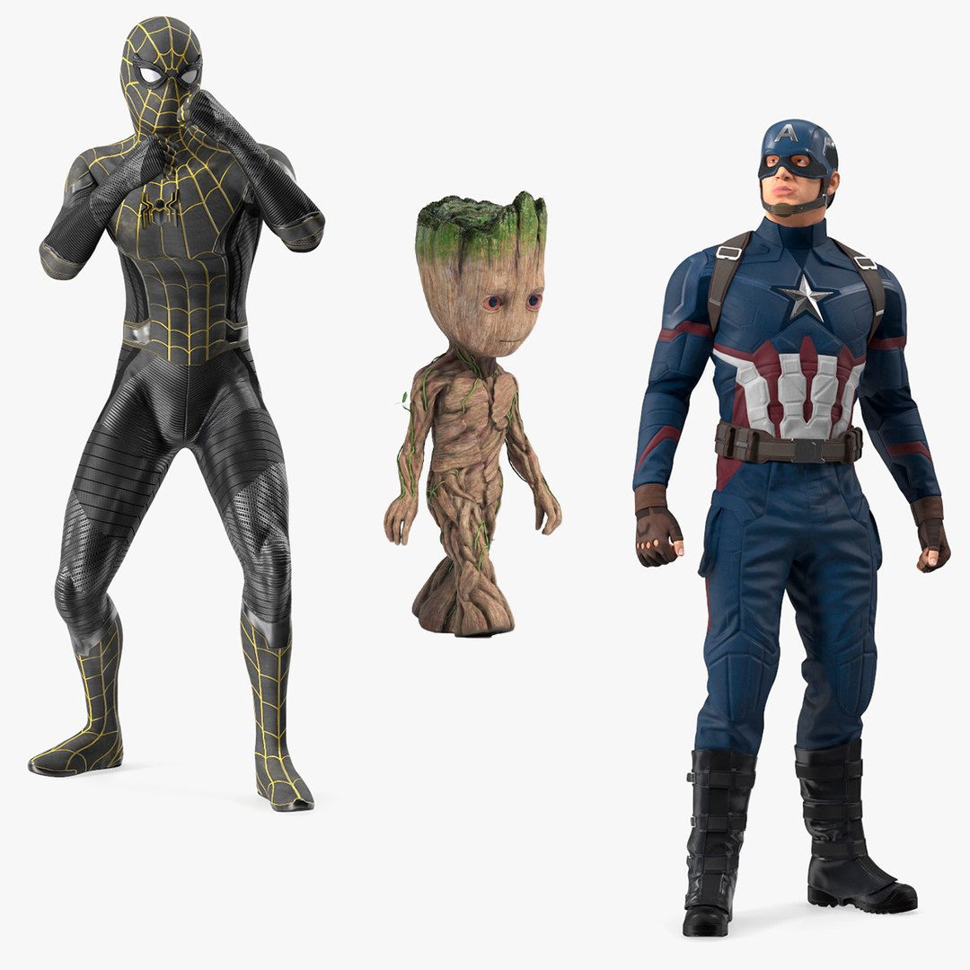 Superheroes Rigged for Cinema 4D Collection 3D model preview