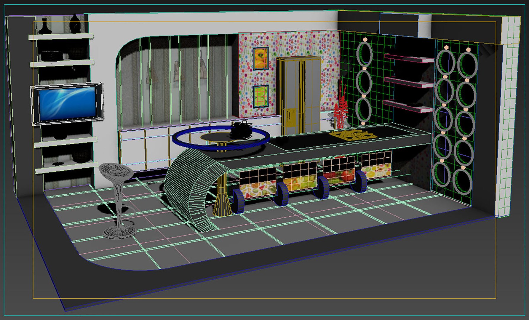 Virtual Kitchen Set TV Studio Model - TurboSquid 1833667