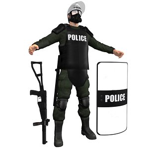 3d model riot police officer