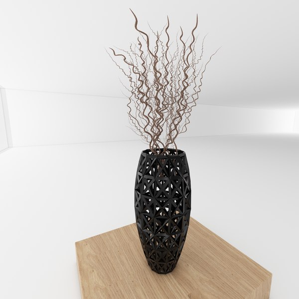 3d vase twig decoration