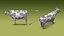 Modello 3D low poly di mucca Holstein da latte, animato e con rigging.