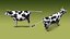 Modello 3D low poly di mucca Holstein da latte, animato e con rigging.