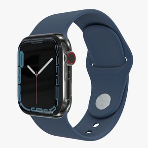 Apple Watch 7 Series - Silver Stainless Steel Case with Abyss Blue Sport Band model