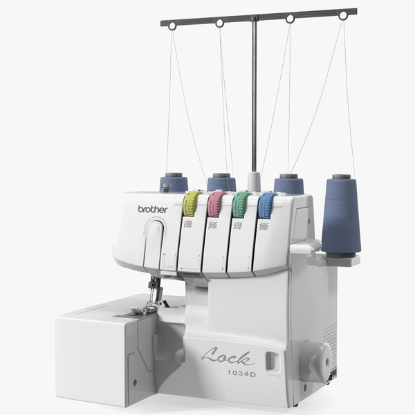 Serger Machine Brother 1034D with Thread Spools 3D Model $39