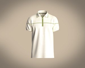 3D Mens polo shirt with cut and sew panelling