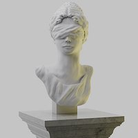 Blindfolded Woman Bust Statue 3D Model 3D model