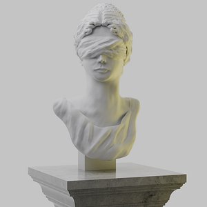 Blindfolded Woman Bust Statue 3D Model 3D model