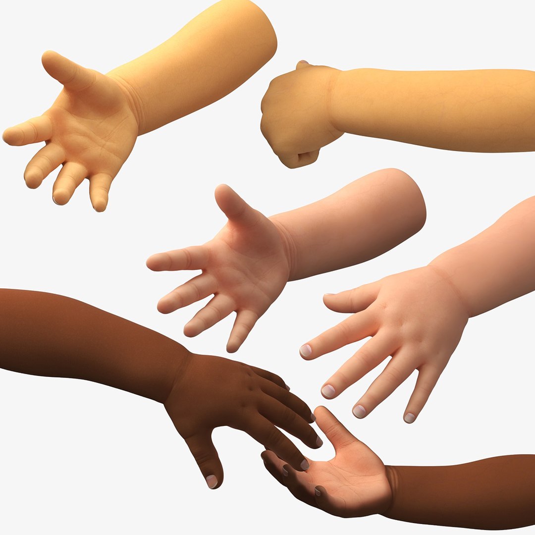 Baby Hands Rigged Collection 3D model preview