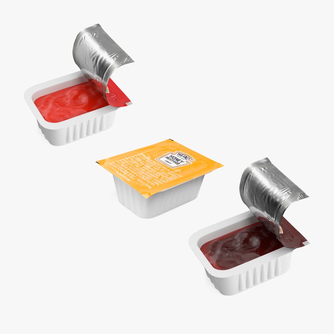 Heinz Sauce Cups Collection 3D model preview