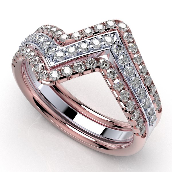 3D set rings diamonds wires model