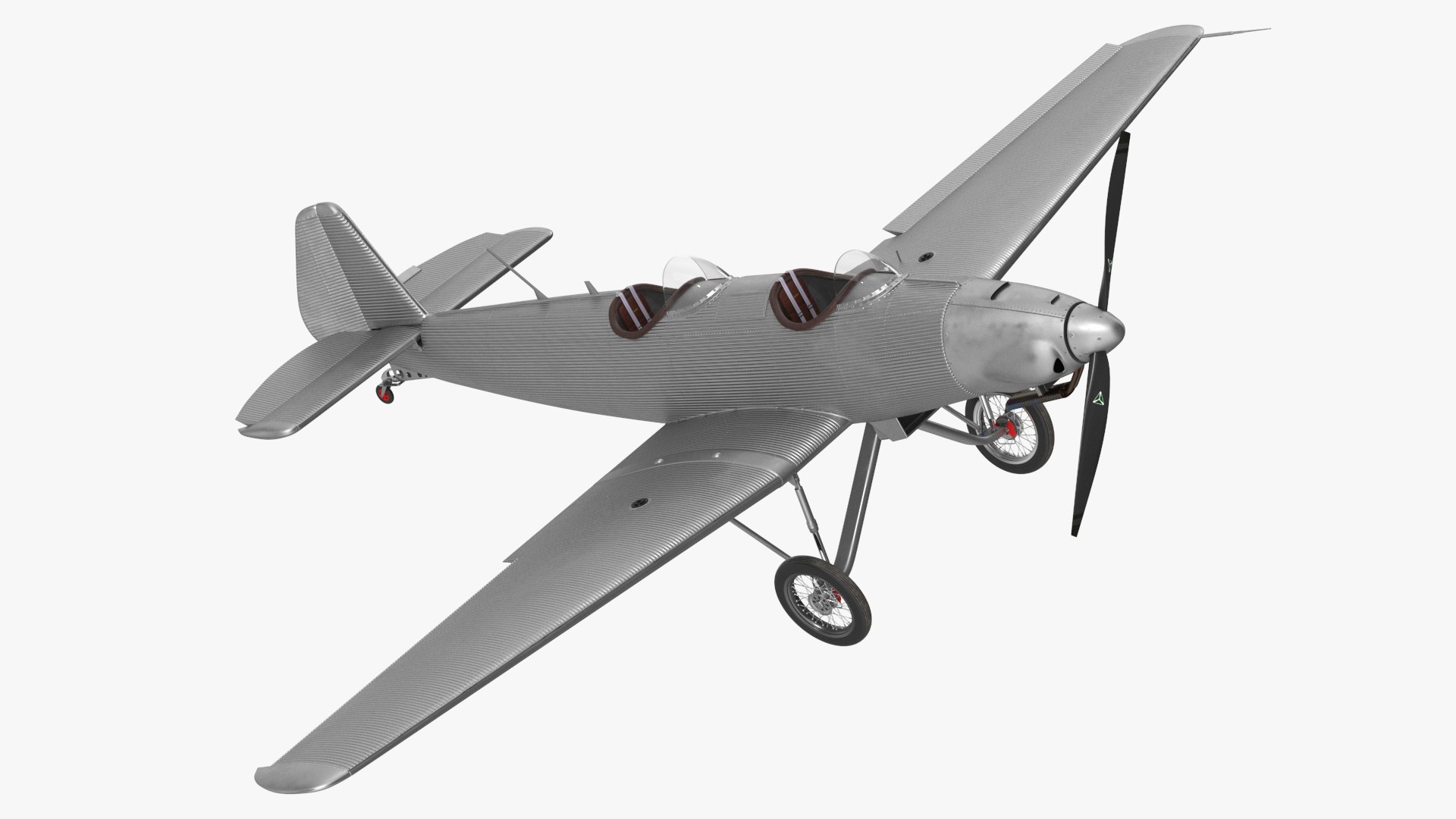 Retro Sport Plane Rigged 3D model preview
