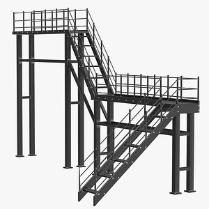 Industrial Catwalk Staircase 3D